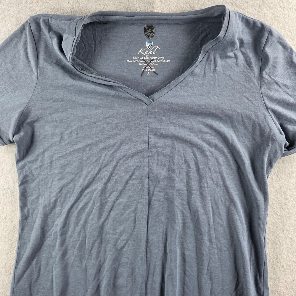 Kuhl V-Neck T-Shirt Womens Small Blue Short Sleeve Outdoor Casual RN 108846